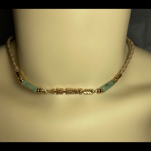 Be Brave Choker Necklace Turquoise and Gold - Picture 1 of 1